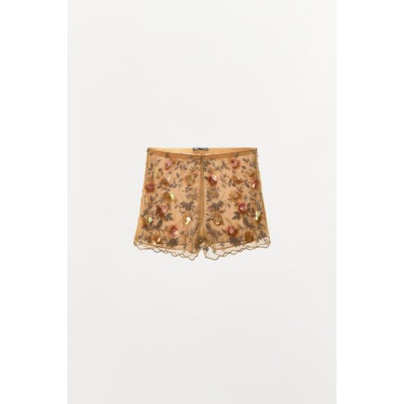 ZARA BEADED SEQUIN LIMITED EDITION SHORTS - Picture 1 of 5
